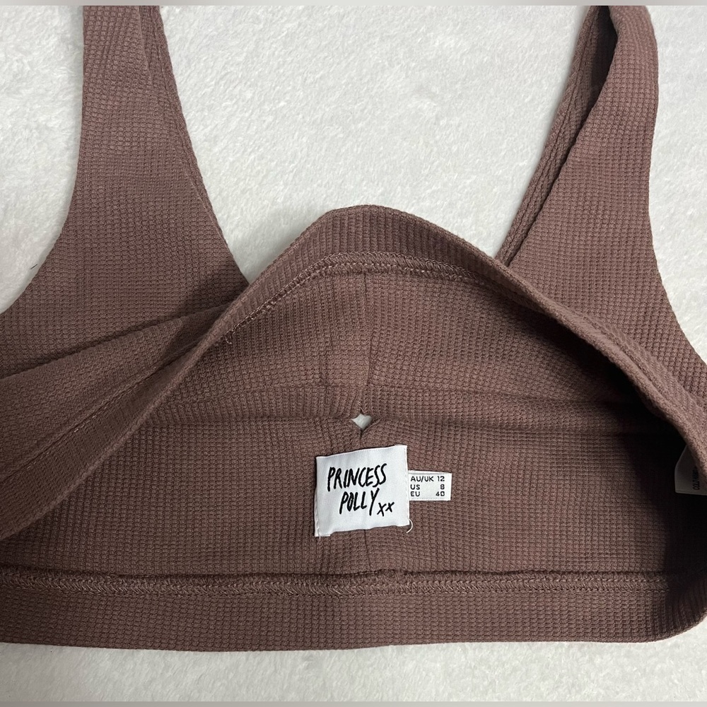Princess Polly size 8 knit textured V-neck Mauve Pullover bralette Y2K boho - Picture 7 of 9